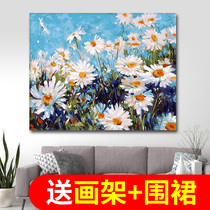 diy digital oil painting living room landscape flower hand painting custom large color filling digital oil painting Daisy