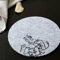 Dinghuaer original felt coaster pot pad thick simple absorbent heat insulation pad anti-hot round four pieces