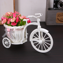 Creative tricycle plastic rattan weaving craft flower basket home decoration ornaments photography wedding photography props