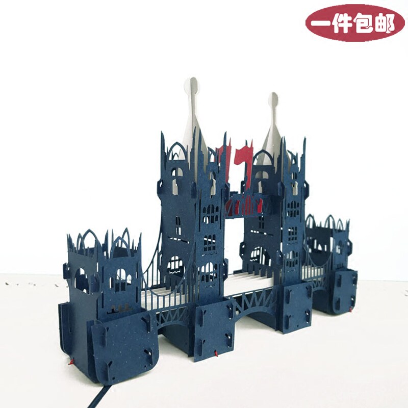 New London Tower Bridge Stereo Cards UK Construction 3D Paper Paper Sculptures Greeting Cards Birthday Business Design Customised Universal Cards