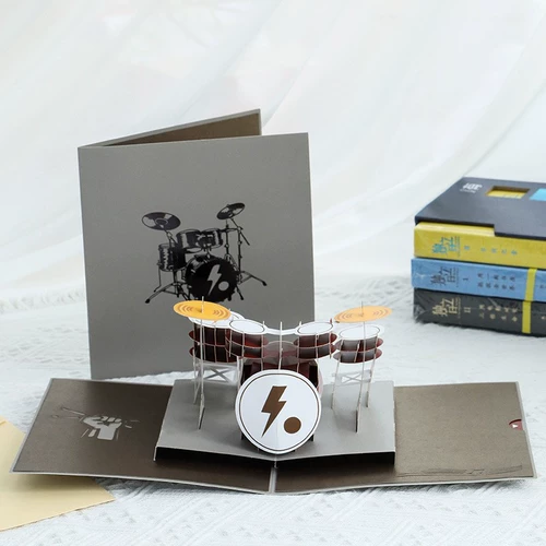 Барабаны, трехмерная открытка, музыкальные инструменты, 3D, подарок на день рождения, изысканный стиль