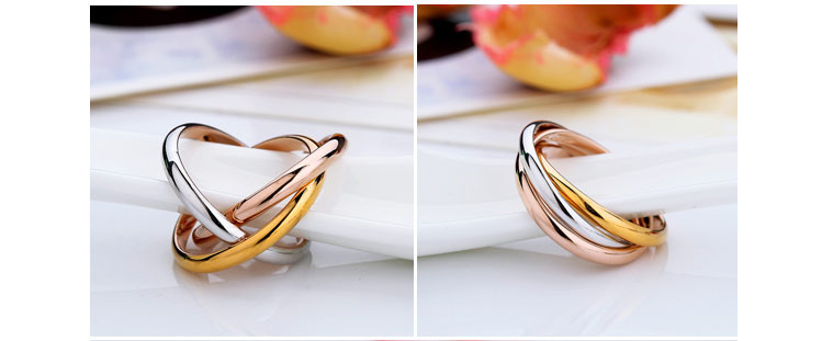 Vàng hồng 18K vàng ba vòng ba vòng ba vòng ba cuộc sống ba vòng nhẫn ba món quà valentine nhẫn pandora