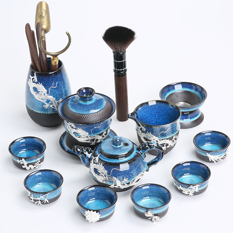 Build light tea set household kung fu tea cup teapot GaiWanCha red glaze, the small set of office of the lounge