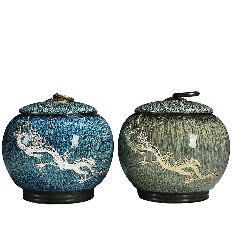 Build the red glaze, tasted silver gilding ceramic tea pot kung fu tea set large storage sealed packaging tea tea