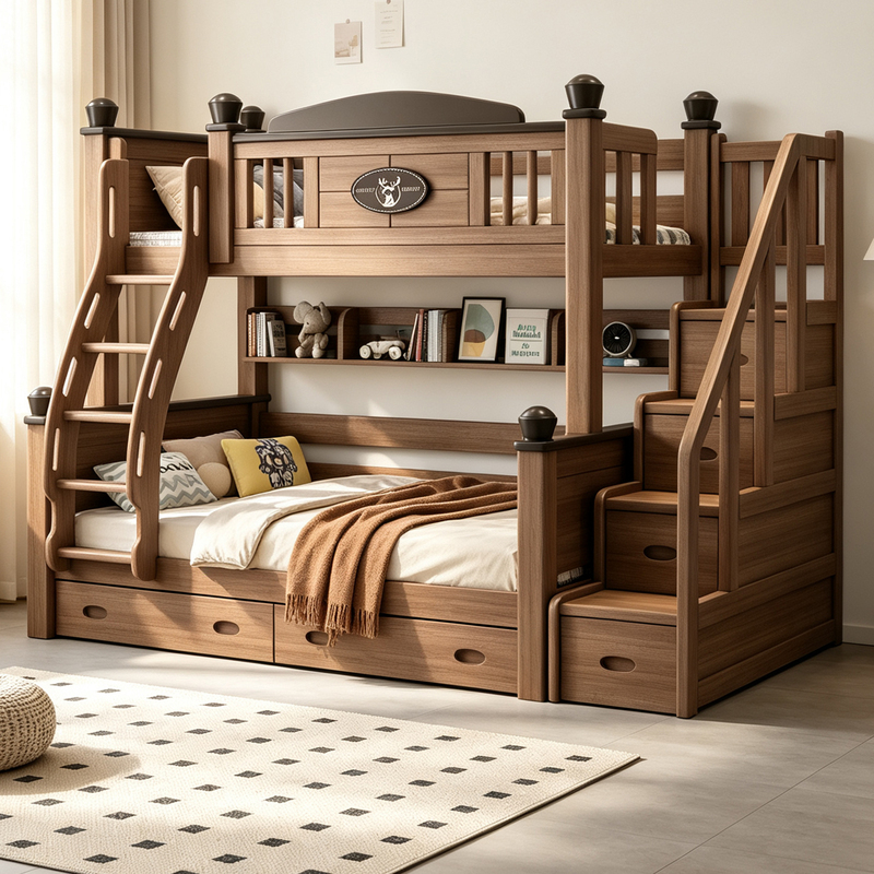 All-Solid Wood Goosebill Wood Bunk Bed, Detachable Children's Double Bunk Bed, Suitable for Small Apartments All-Solid Wood Goosebill Wood Bunk Bed, Detachable Children's Double Bunk Bed, Suitable for Small Apartments