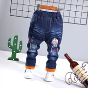 Quần bé gái mùa đông 1-2-3-4-5-6 tuổi bé trai và bé gái quần jeans dày trẻ em cộng với nhung dày