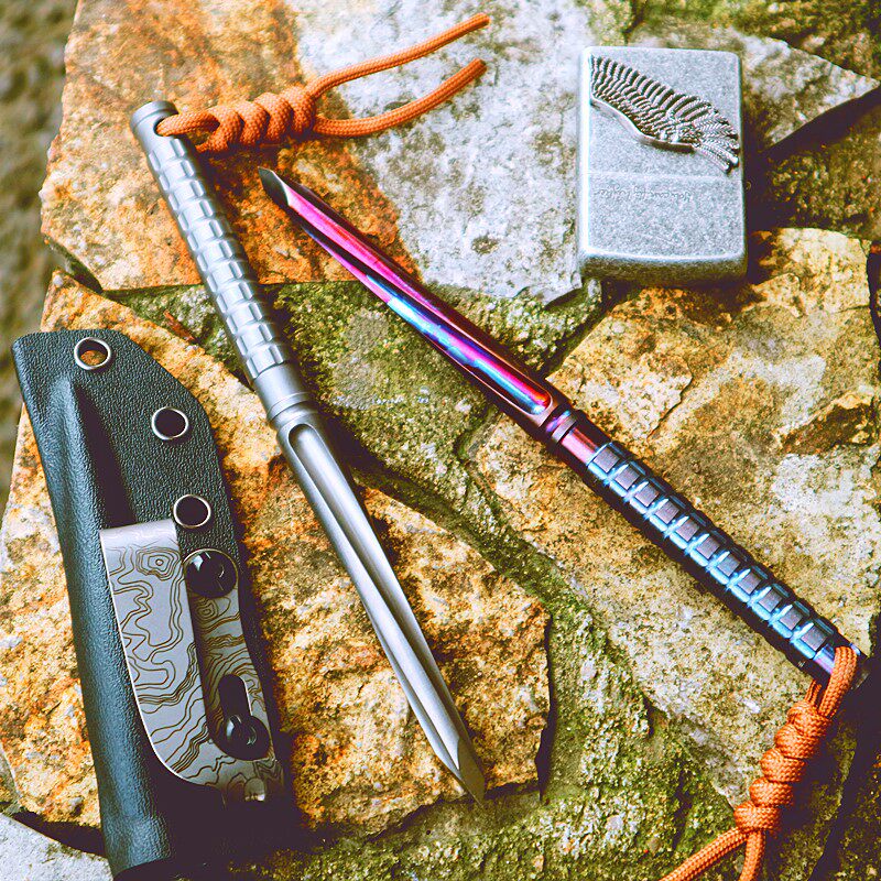 Micro-technical style TC21 titanium alloy tent nail tea needle knife outdoor anti-body short stick to rescue emergency broken window equipment