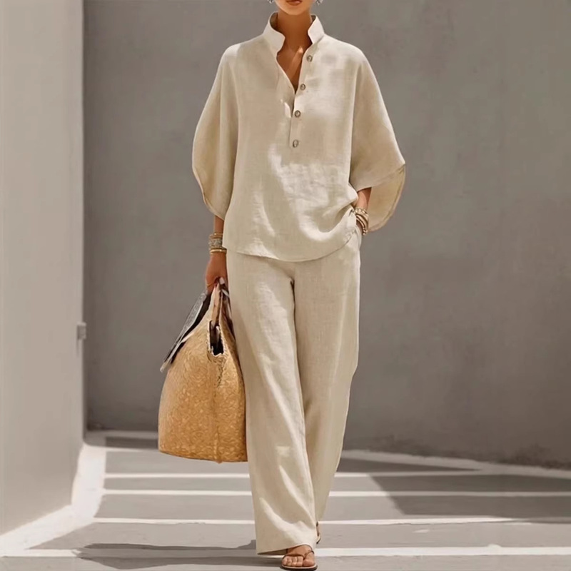 New Foreign Trade Women's Shirt Set 2026 Casual Urban Suit Independent Station Women's Clothing Aliexpress Amazon