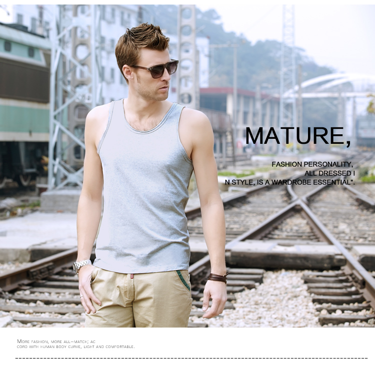 佰 夏季 Mùa hè co giãn mồ hôi mỏng thể thao vest nam bó sát phương thức vest đáy rắn màu vest áo gym