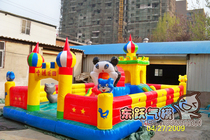 Blue cat Slide Bouncy Castle Trampoline childrens park Air model inflatable toy slide large equipment