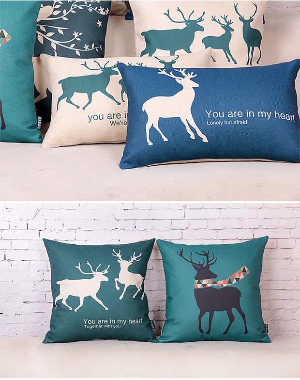 [Ou Lizhen] Đất nước Bắc Âu Mỹ Elk gối cotton và vải lanh Cửa sổ Bay bằng túi sofa đệm gối có lõi