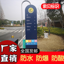 Outdoor scenic spot guide sign stainless steel aluminum plate paint text glowing Hollow