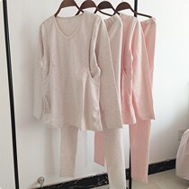 New Pint Autumn Winter Knit Pregnant Woman Autumn Clothes Autumn Pants Suit Thickened Color Cotton Postpartum Breastfeeding Pyjamas