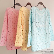 Sky Silk Brocade Pregnant Woman Autumn Clothes Lactation Period Blouses Pure Cotton Postpartum Breastfeeding Sleeping Clothes Autumn And Winter Months Sufu Spring Autumn Beat
