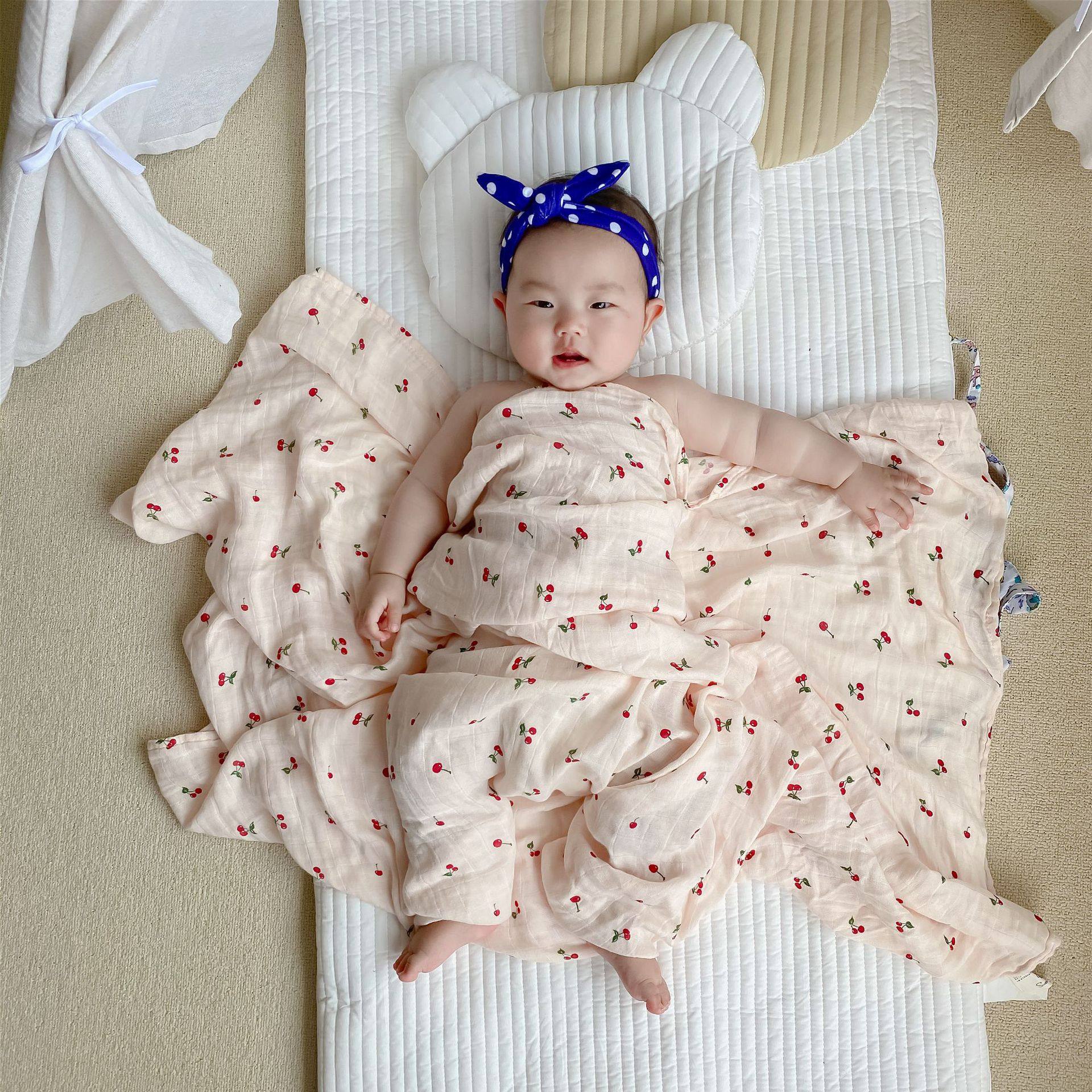 Baby meritocratic gauze blanket Summer thin soft muslin double layer bamboo cotton newborn baby bag Baby Bag Quilt blanket-Taobao