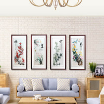 Mei Lan bamboo chrysanthemum four gentlemen Cantonese embroidery Guang embroidery Guangdong bar screen living room decorative painting Pure hand embroidery Finished gift