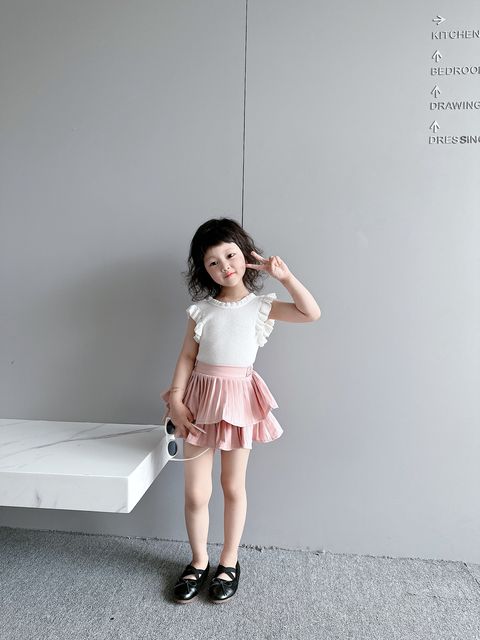 LinerBaby ເດັກຍິງ pleated skirt ruffled tutu skirt summer ເດັກນ້ອຍ cake skirt skirt culottes