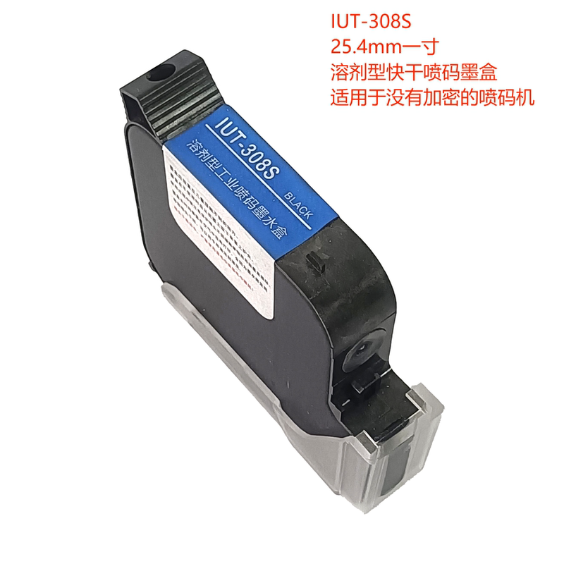 Iut-308S Solvent-Based Black Inkjet Ink Cartridge 25.4mm One-Inch Quick-Drying Ink Cartridge for Printing