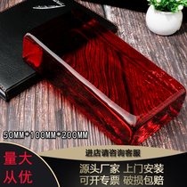 Glass brick hot melt Red Square partition wall porch hotel bar transparent curtain wall View wall tiles colored crystal brick
