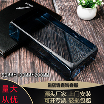 Glass brick hot melt blue and black square partition wall porch hotel bar transparent curtain wall View wall tiles colored crystal brick