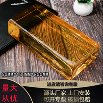 Glass brick Hot Melt yellow square partition wall porch hotel bar light transmission curtain wall View wall tiles color Crystal brick