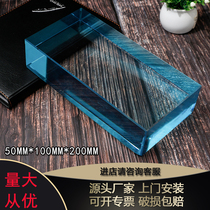 Glass brick fine ground Blue Square partition wall porch hotel bar transparent curtain wall View wall tiles colored crystal brick