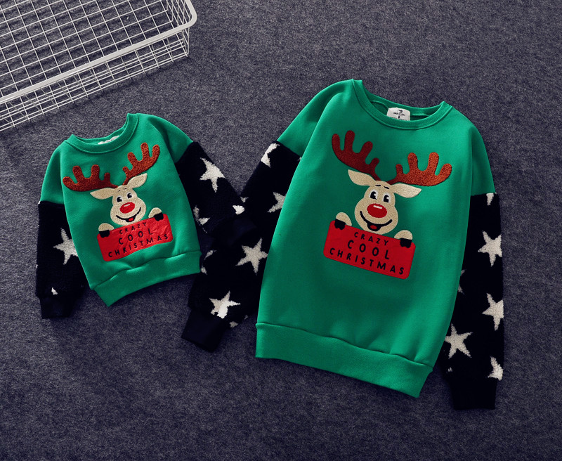 Cây thông Noel ông già Noel gia đình trang bị cho gia đình mùa thu và mùa đông ba chiếc áo len nhung Ha phù hợp với gia đình áo gia đình 3 người