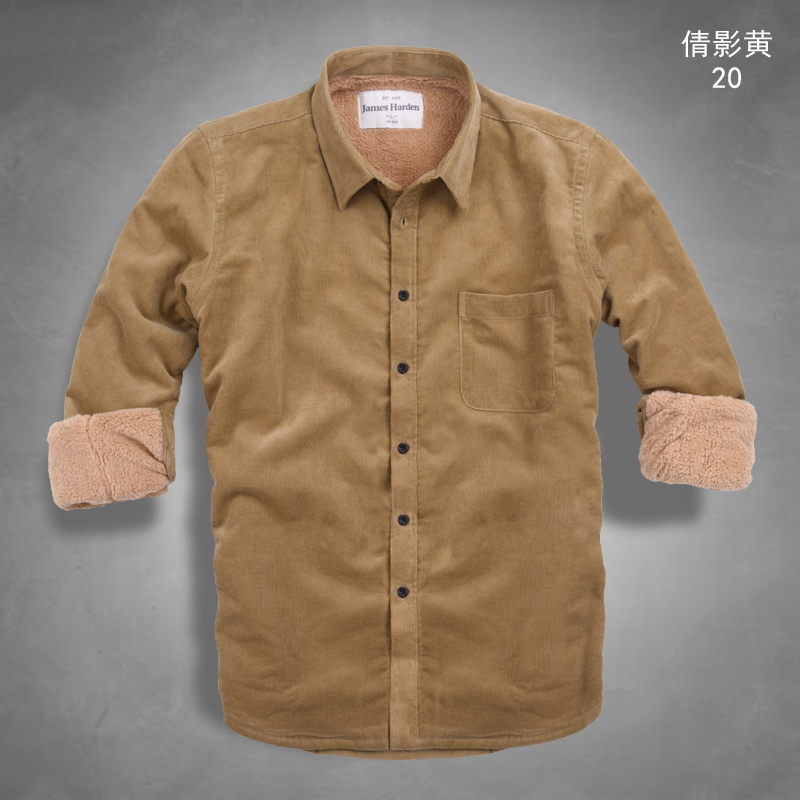 Mùa đông 2018 ấm áp cộng với nhung thời trang nhung dày áo dài tay áo kinh doanh thời trang giản dị cộng với áo nhung áo khoác sơ mi nam