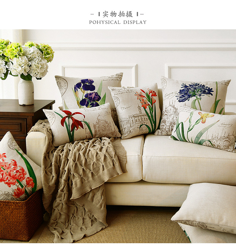 Vintage bông cùi sofa gối đệm Hoa hoa gối văn phòng phòng khách phòng ngủ trở lại với lõi gối thắt lưng - Trở lại đệm / Bolsters Chăn tiện ích