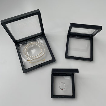 Saina real-life jewelry jewelry storage gift box black frame transparent film box necklace ring earring packaging box