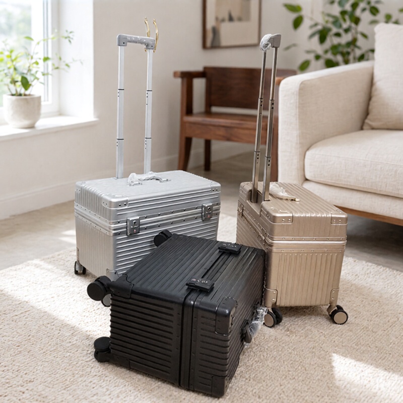 Exported to Japan 18inch Aluminum Frame Captain's Suitcase Men's Luggage Boarding Photography Case Women's Travel Universal Wheel Flip-Top Trolley Case