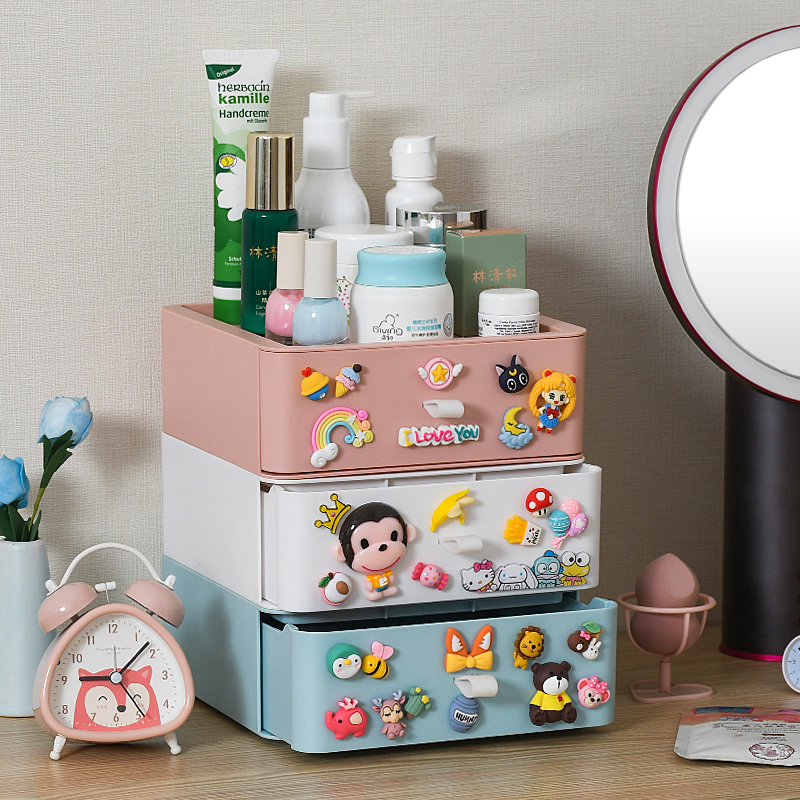 Cute storage box desktop student ins cosmetics children sundries multi-functional drawer rack desk