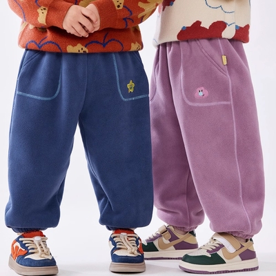 儿童一体绒卫裤宝宝裤子冬季新款