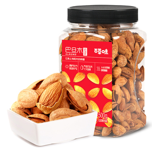 满减【百草味-罐装巴旦木500g】坚果零食扁桃仁手剥巴达木干果仁