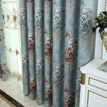 European style thick shading vintage finished embossed embroidery jacquard living room balcony curtain 2019 new double layer with yarn