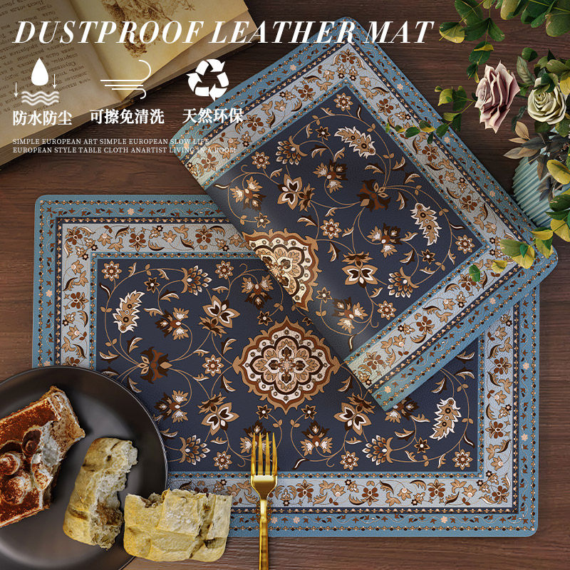 Eurostyle dining mat waterproof and anti-oil table cushion silicone tea table heat insulation mat Advanced feel anti-burn bowl cushion home leather