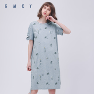 Gỗ cổ buổi tối cừu GMXY2018 mùa hè của phụ nữ in mới trong chiếc váy dài cotton vui vẻ vòng cổ váy