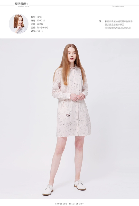 Gumu Xiyang GMXY của Phụ Nữ New Theme In Shirt Dress Phụ Nữ L265619 đầm xòe tuổi trung niên