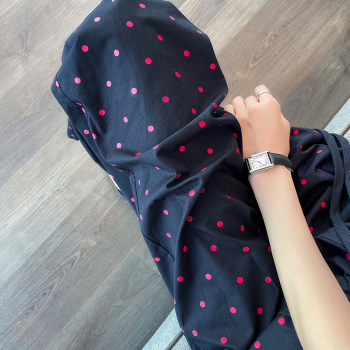 ໂສ້ງຂາກວ້າງຂອງແມ່ຍິງ polka dot ສະບັບແຄບ pants ເກົ້ານາທີເຢັນ