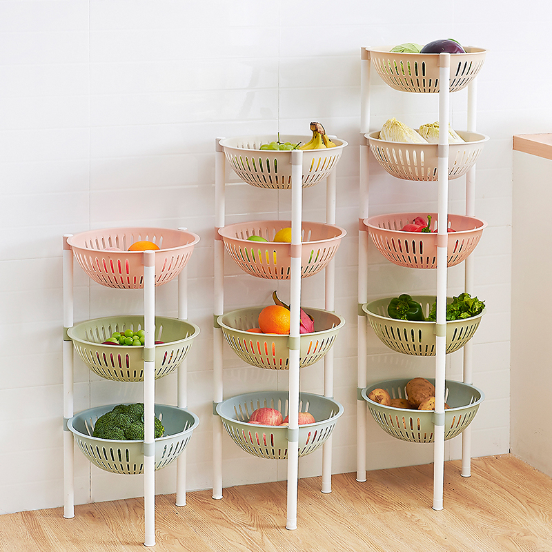 Fruit Vegetable Containing Basket Kitchen Shelve Floor Multilayer Containing layer Shelf Home Provincial space 3 floors 4-layer plastic basket