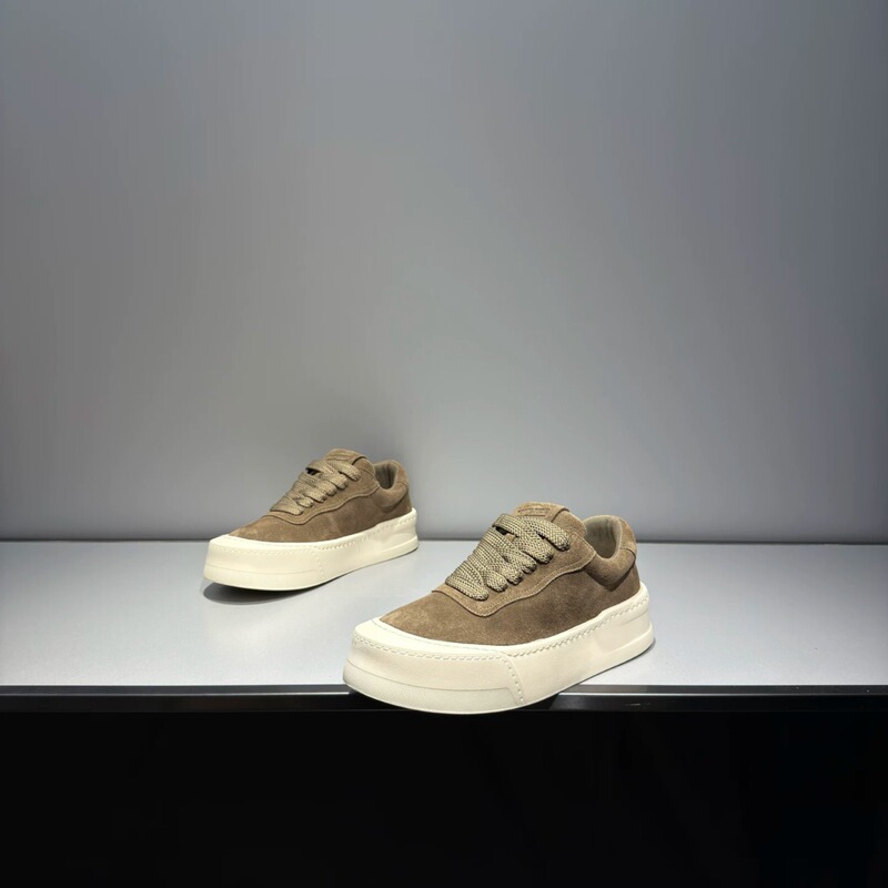 [Designer Style] Khaki Retro Thick-Soled Casual Sneakers with Suede and Fleece Lining, Warm Low-Top Lace-Up Men's Shoes