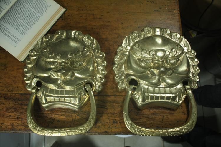 Qianzhongtang phụ kiện nội thất cổ điển / khóa đồng / Khóa đồng cổ kiểu Trung Quốc / đầu sư tử bằng đồng nguyên chất - Nhà cung cấp đồ nội thất móc treo tường decor