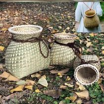 Girls small back basket fine-knit baby bamboo woven hand-woven bamboo basket rural flower arrangement basket large shooting