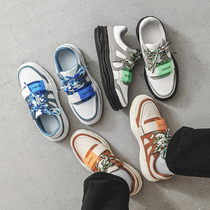 Breathable sports mens shoes 2022 Spring and autumn Korean version of the new 100 hitch casual board shoes thick bottom dissolved shoes mens wave shoes