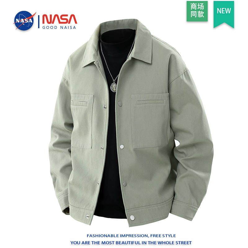 Nasa American-Style Flight Jacket for Men, High-End, Cool Workwear Top, Autumn Trendy Brand Casual Pure Cotton Loose Jacket Nasa American-Style Flight Jacket for Men, High-End, Cool Workwear Top, Autumn Trendy Brand Casual Pure Cotton Loose Jacket
