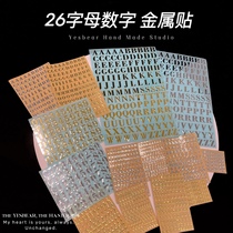 Yesbear big bear hand for 26 English letter metal sticker gold and silver digital sticker diy drop glue mobile phone shell material