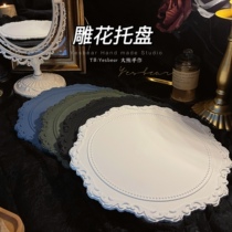 Yesbear big bear hand for shooting background disc retro European style carved tray shooting props mesh red tray