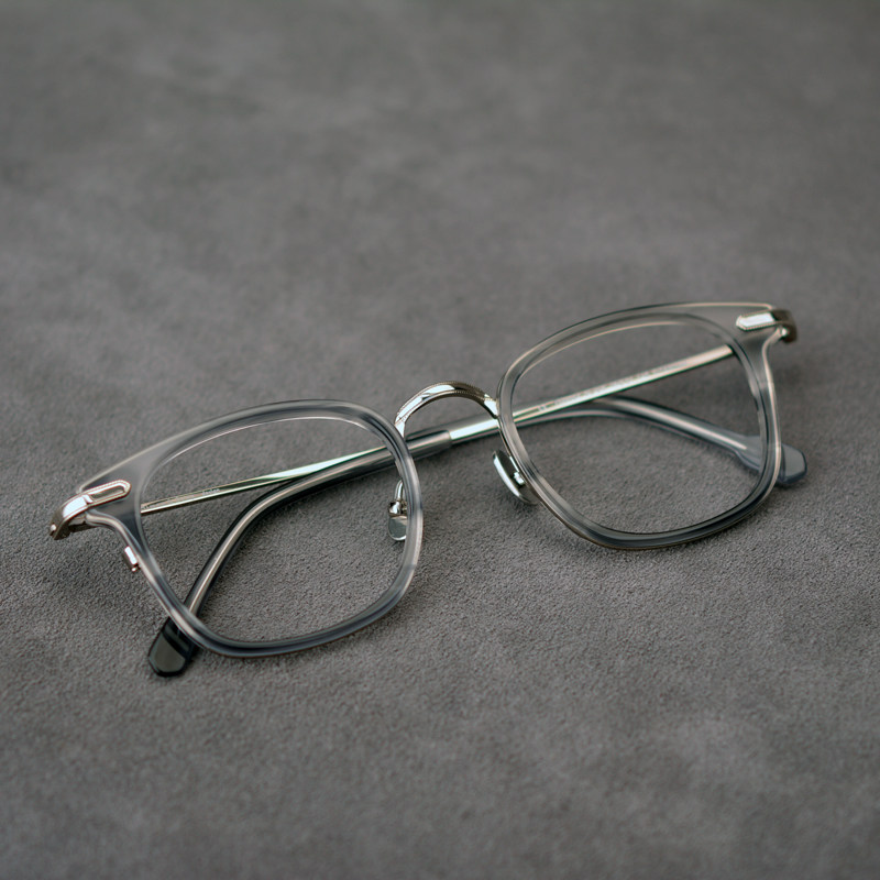 Japanese hand-made eyeframe frame male ultra-light titanium plate transparent gray glasses frame myopia trend in the style