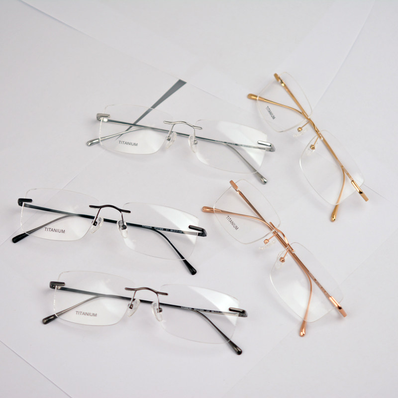 Shile Lindbergh rimless glasses frame myopia pure titanium ultra-light simple business tide