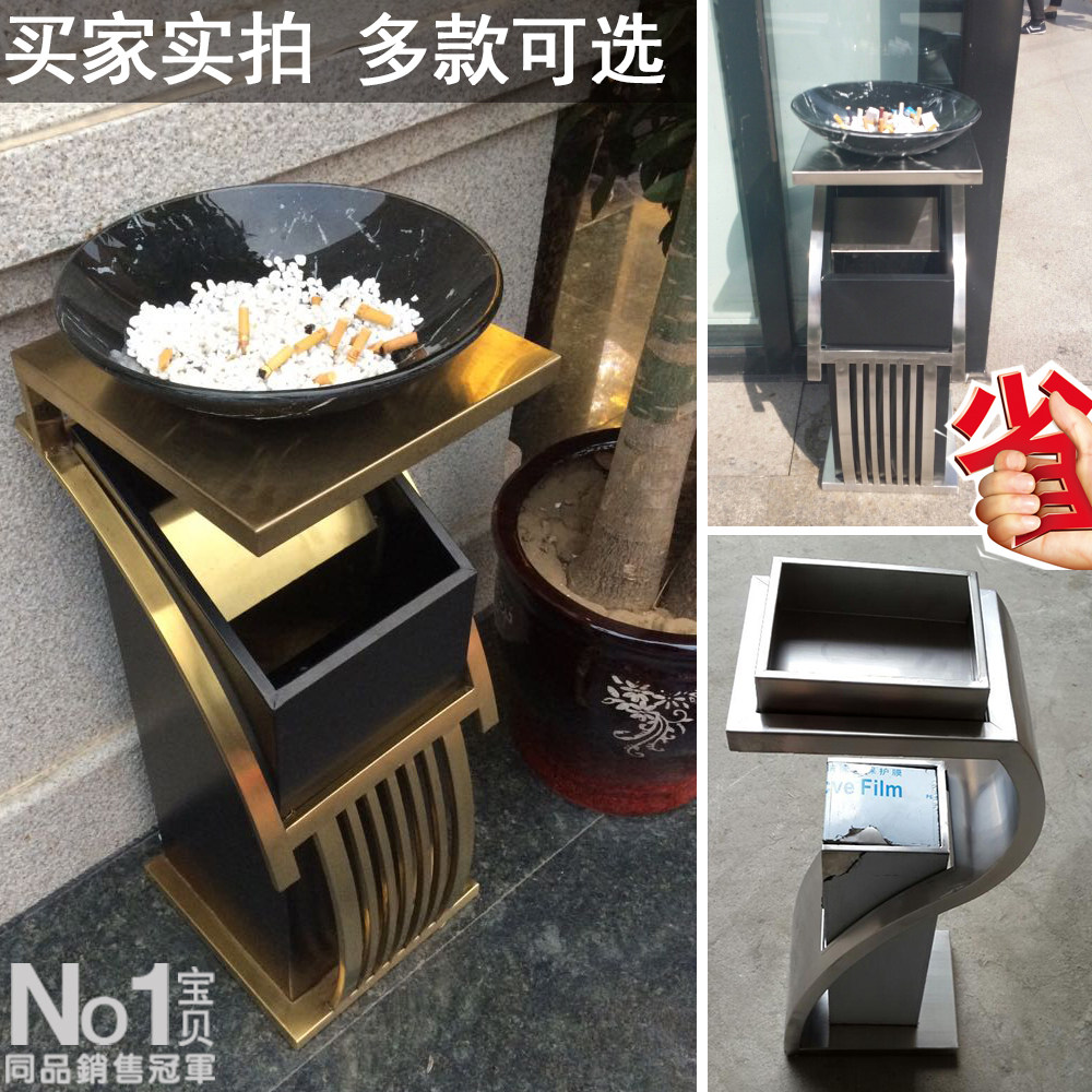 Stainless Steel Hotels Trash Cans Creative Guesthouses Lobby Ash Bucket Elevator Side Vertical With Ashtrays Trash Cans 